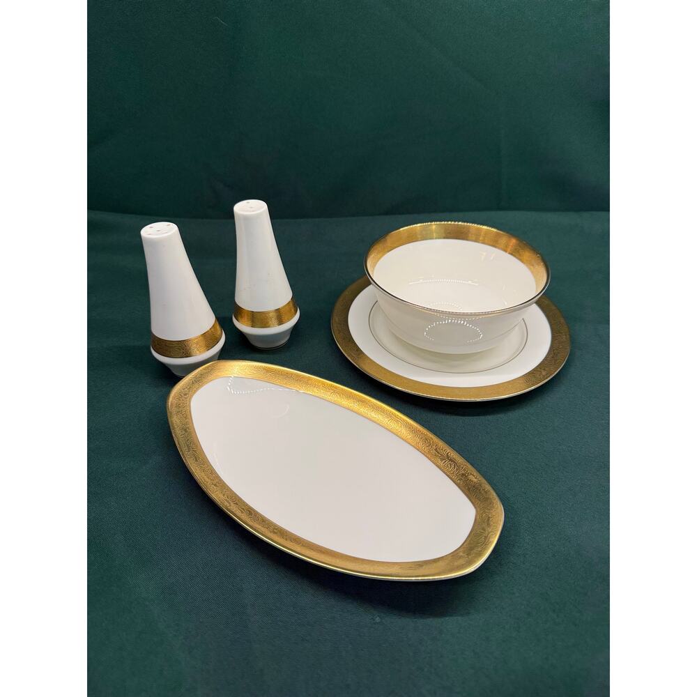 Vintage Mikasa Harrow Gold Encrusted Bone China Serving Set Japan A1 129